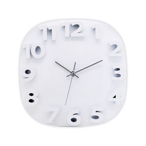 RELOJ PARED CUADRADO BLANCO 3D 30.5CMS